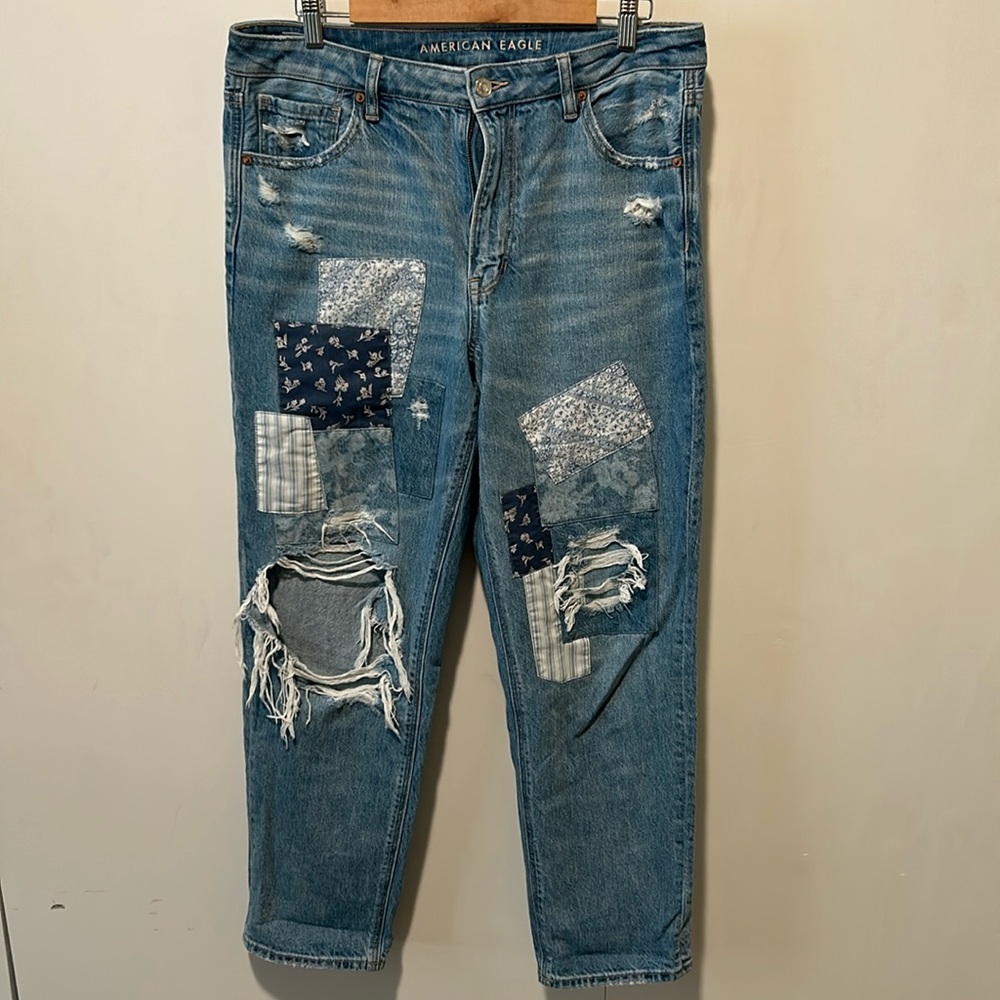Patchwork Distressed Jeans - image 1